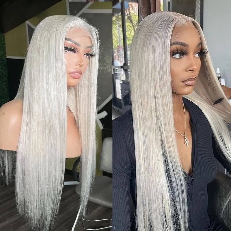 Platinum Blonde #60 Wave | Straight Glueless 13X4 Lace Front Wigs Human Hair