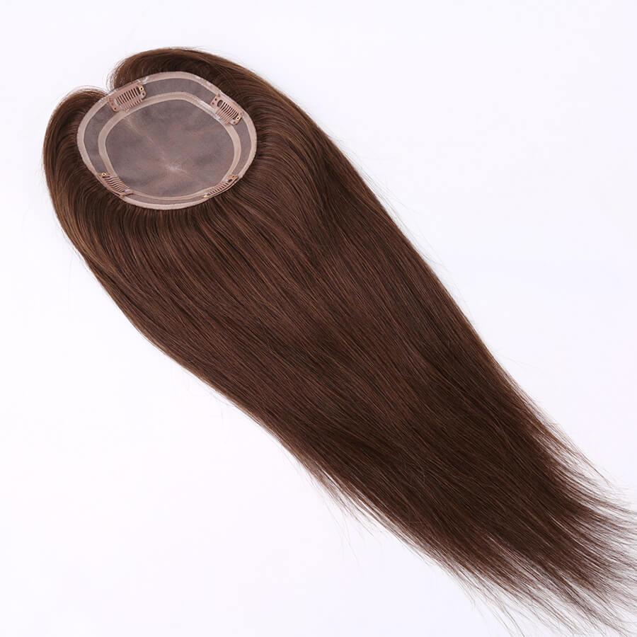 Premium Full Mono Base Human Hair Toppers Medium Brown