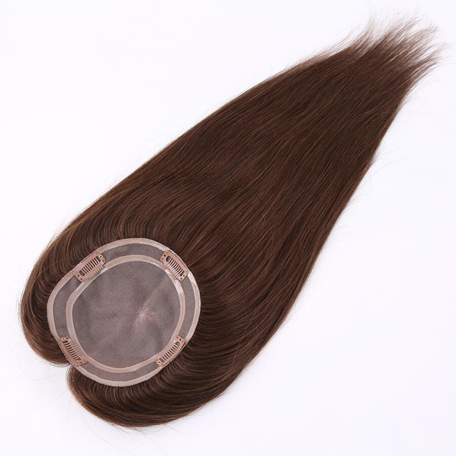 Premium Full Mono Base Human Hair Toppers Medium Brown