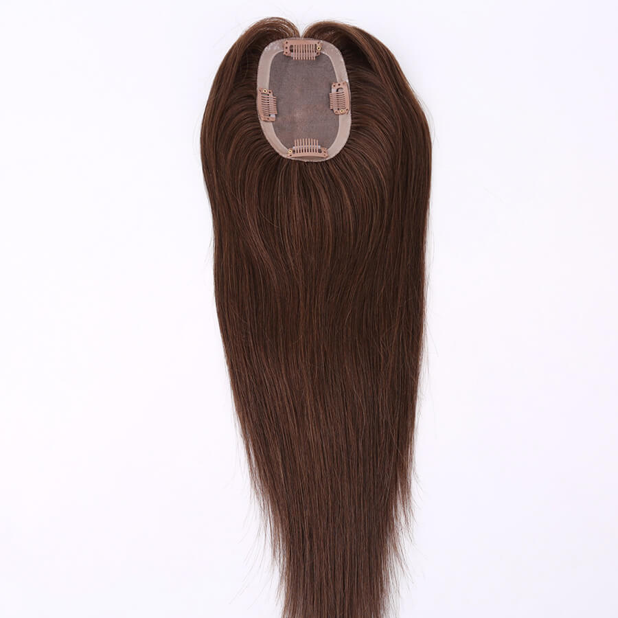 Premium Full Mono Base Human Hair Toppers Medium Brown
