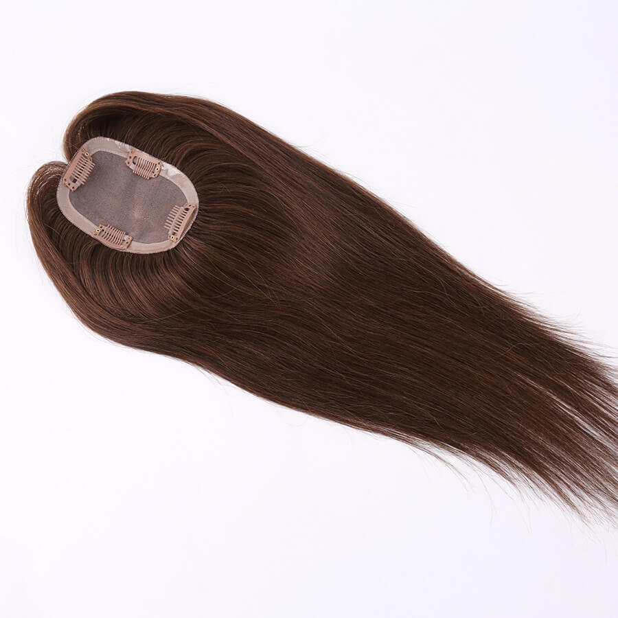 Premium Full Mono Base Human Hair Toppers Medium Brown