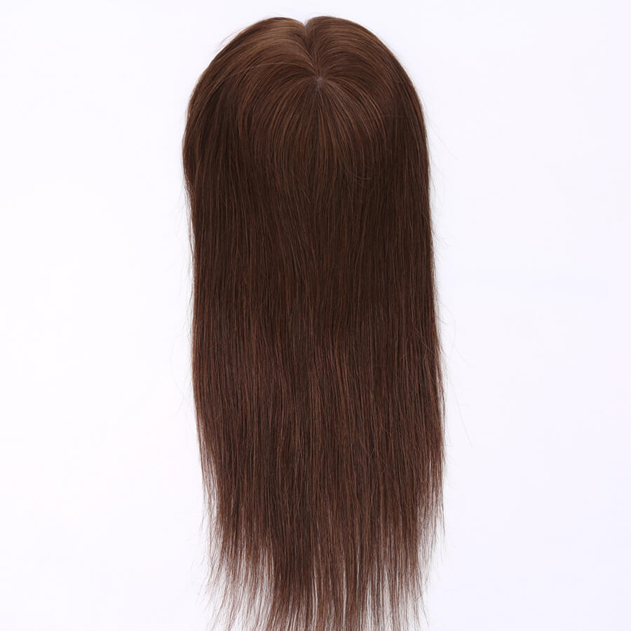 Premium Full Mono Base Human Hair Toppers Medium Brown