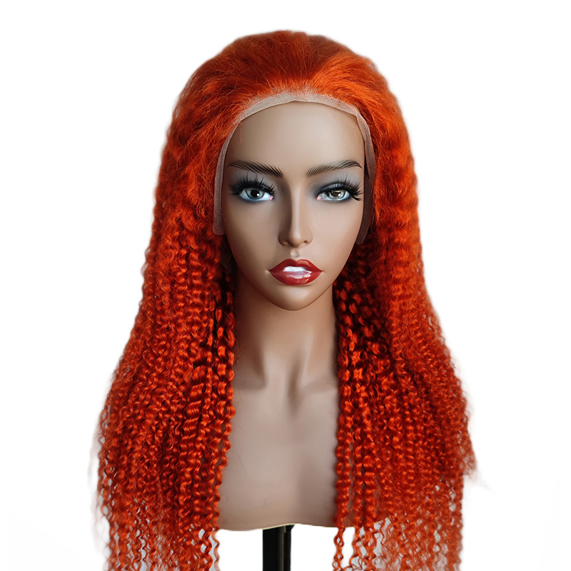 Pumpkin Orange Kinky Curly 13x4 Lace Front Wig Human Hair Transparent Lace