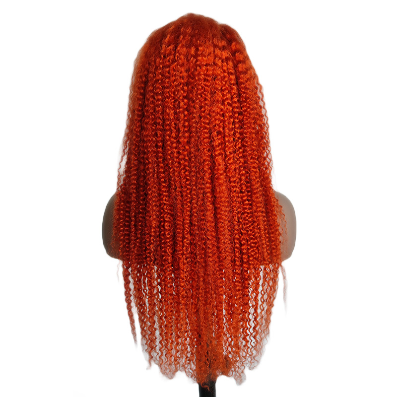 Pumpkin Orange Kinky Curly 13x4 Lace Front Wig Human Hair Transparent Lace