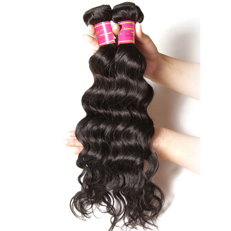 Real Virgin Human Hair Weave Natural Wave 1 Bundle Weft Extensions