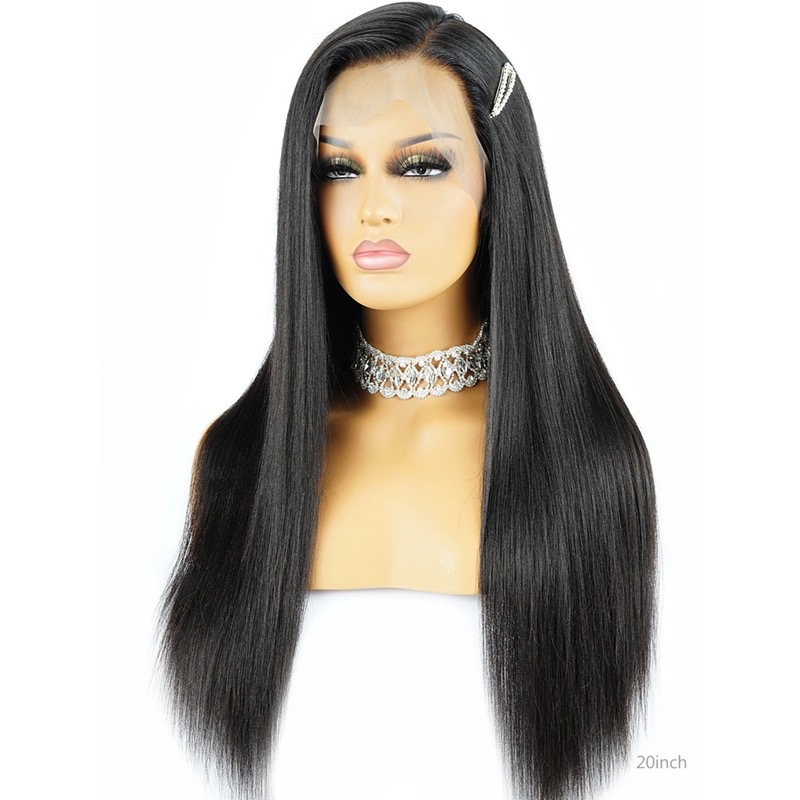 Natural Hairline Relaxed Light Yaki Straight 360 Lace Wig Pre-Plucked Hairline