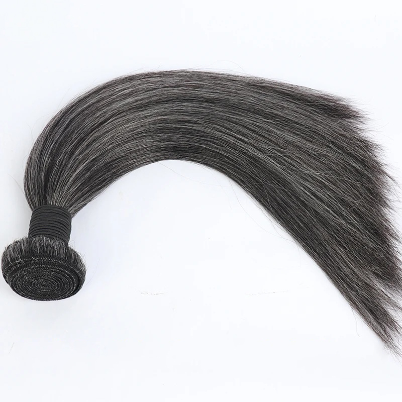 Salt and Pepper Hair Bundles Straight Human Hair Silver Grey Hair Weave