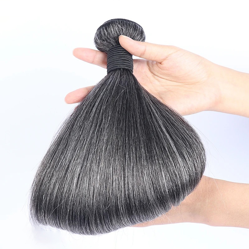Salt and Pepper Hair Bundles Straight Human Hair Silver Grey Hair Weave