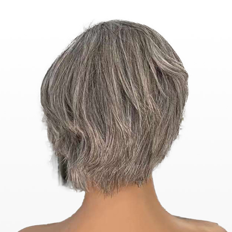 Salt And Pepper Pixie Cut 13X4 Lace Front Wig Human Hair Glueless Wigs