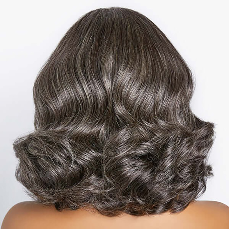 Salt And Pepper Wigs Loose Wave Grey Glueless 5X5 Closure Lace Wig