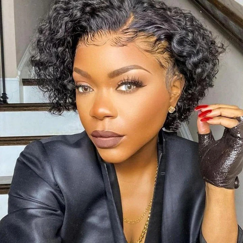 Short Curly Pixie Cut Wig 13X4 HD Lace Front Human Hair Wig