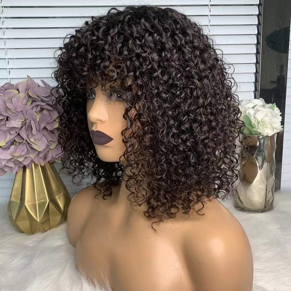Short Human Hair Wigs for Black Women 150% Density Machine Made Short Curly Wigs