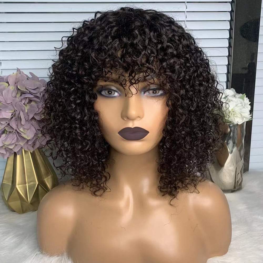 Short Human Hair Wigs for Black Women 150% Density Machine Made Short Curly Wigs