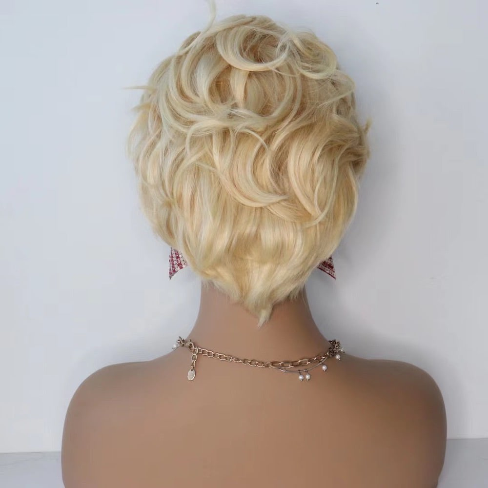 Short Pixie Cut 613 Blonde Lace Front Wig Transparent Human Hair Pixie Wigs