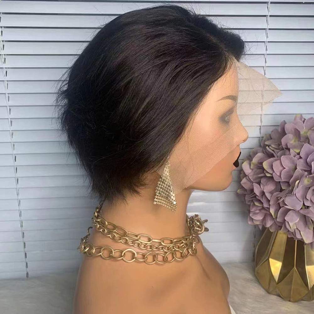 Short Straight Bob Wigs Human Hair Glueless 13x4 Lace Front Wigs for Black Women
