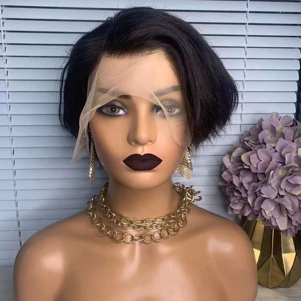 Short Straight Bob Wigs Human Hair Glueless 13x4 Lace Front Wigs for Black Women