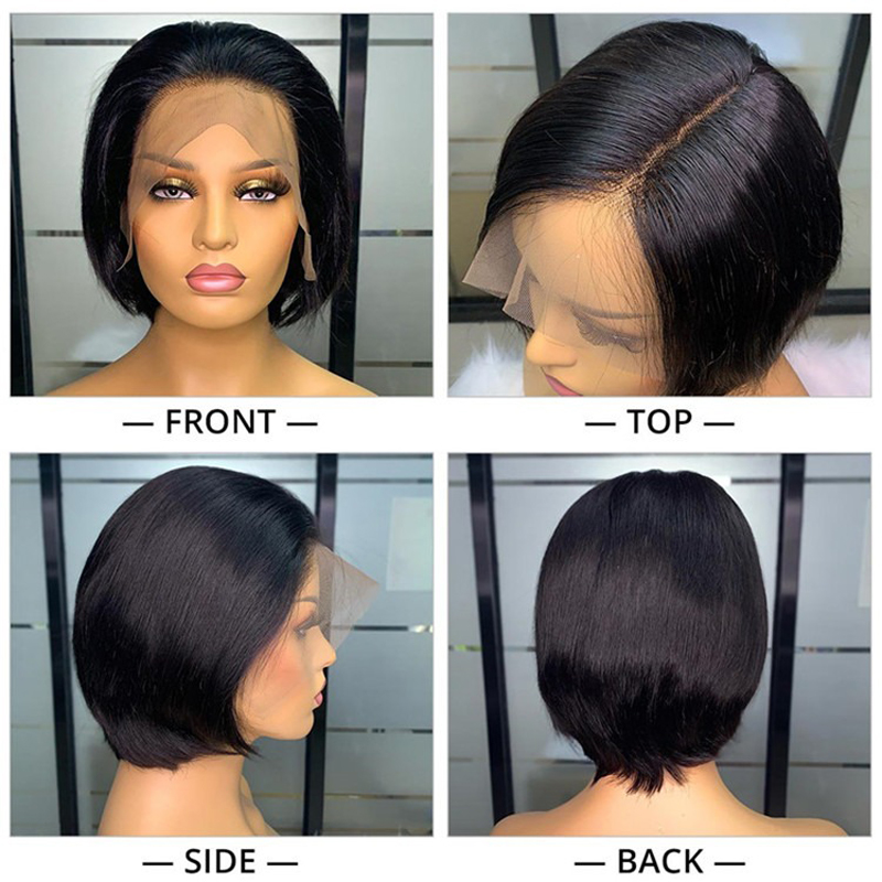 Short Wig Natural Black Pixie Cut 13x4 Lace Frontal Wig Pixie Cut Wigs