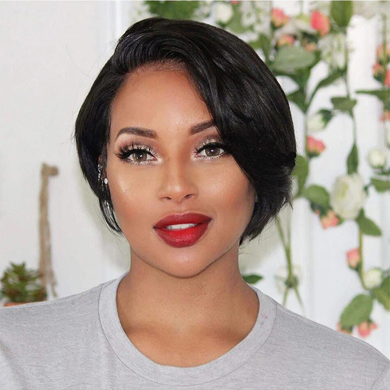 Short Wig Natural Black Pixie Cut 13x4 Lace Frontal Wig Pixie Cut Wigs