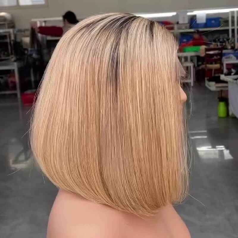 Short Blonde Bob Wig Glueless 13x4 HD Lace Front Wig with M Hairline