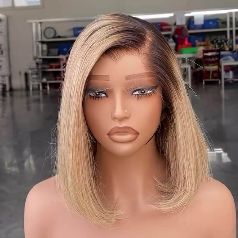 Short Blonde Bob Wig Glueless 13x4 HD Lace Front Wig with M Hairline