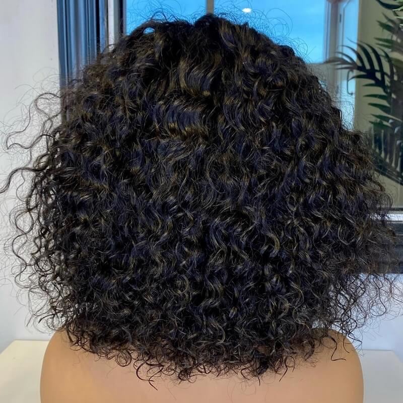 Short Bob Wig with Bangs Human Hair Wigs for Black Women None Lace