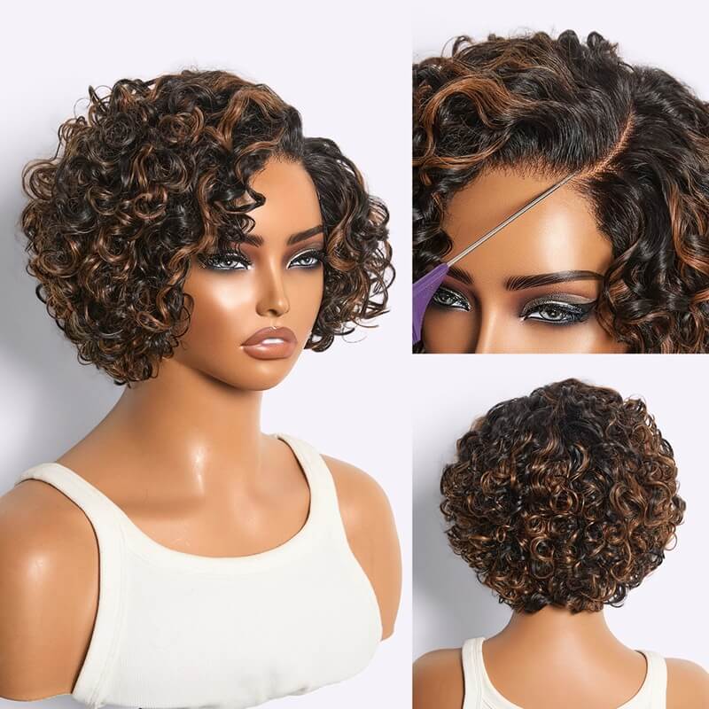 Short Curly Pixie Cut Wig 13X4 HD Lace Front Human Hair Wig