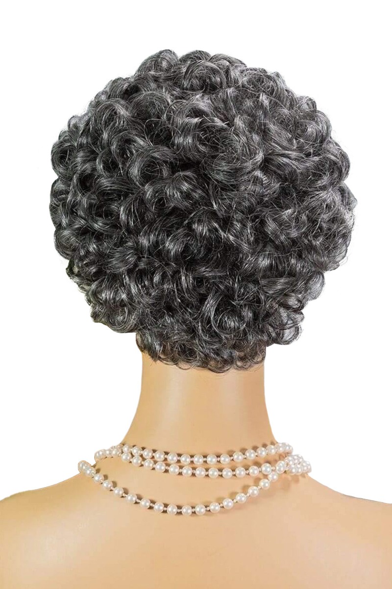 Side Part Salt And Pepper Wig Virgin Human Hair Machine Made Bob Wigs
