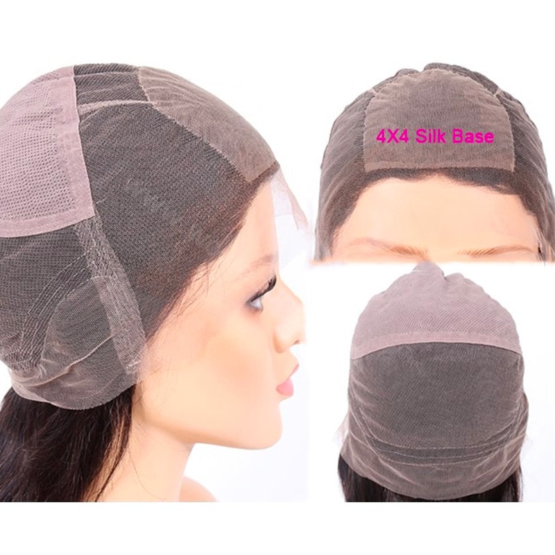 4x4 Glueless Silk Top Full Lace Wigs Yaki Straight Human Hair Wigs