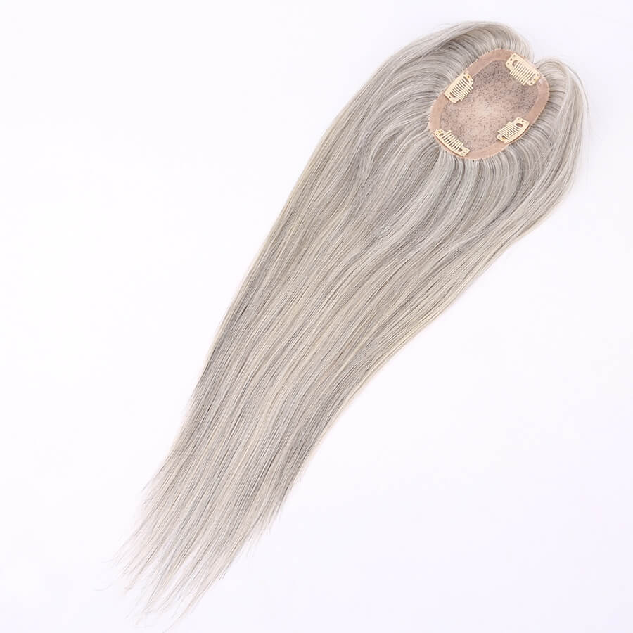 Silver Gray Mono Top Human Hair Toppers for Women