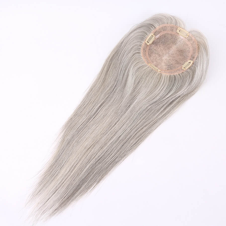 Silver Gray Mono Top Human Hair Toppers for Women