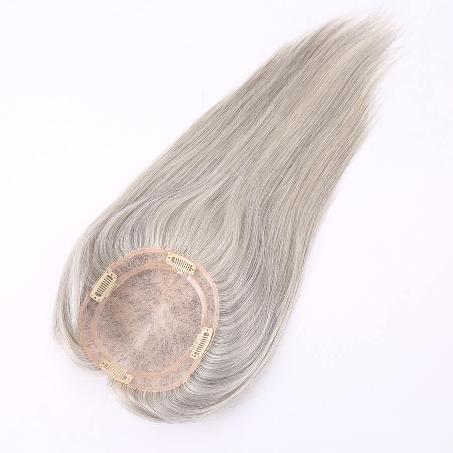 Silver Gray Mono Top Human Hair Toppers for Women