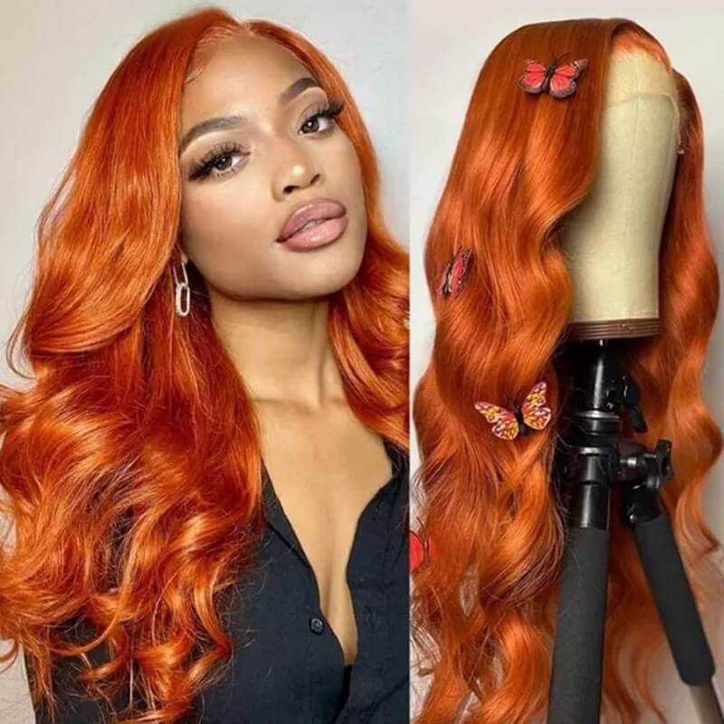 Orange Ginger Wig Body Wave 13x4 Lace Front Wigs Human Hair Glueless Wigs