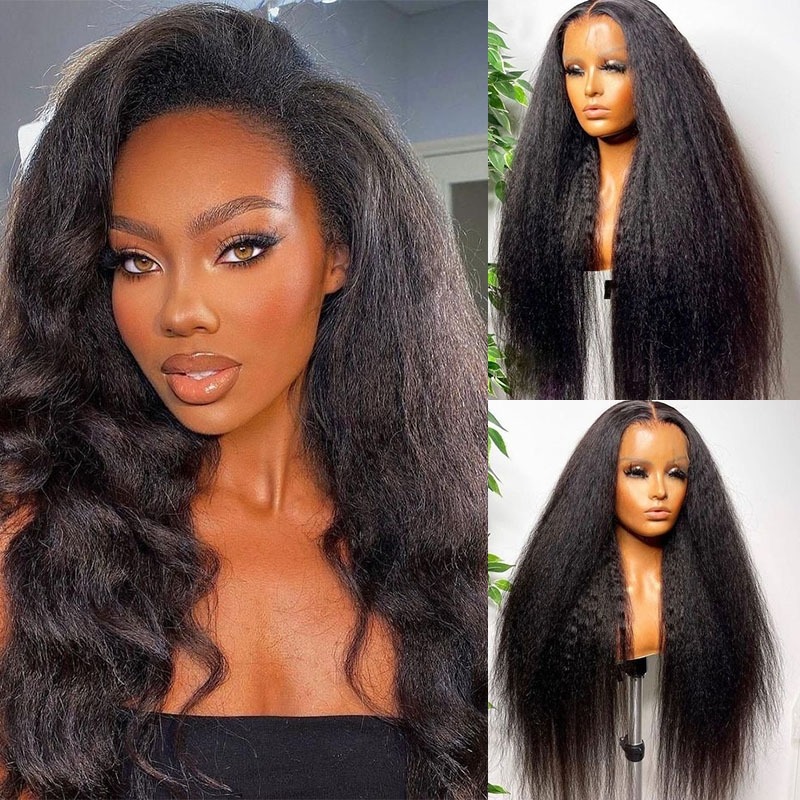 Super Fine HD Invisible 13X6 Glueless Lace Wig Kinky Straight Hair