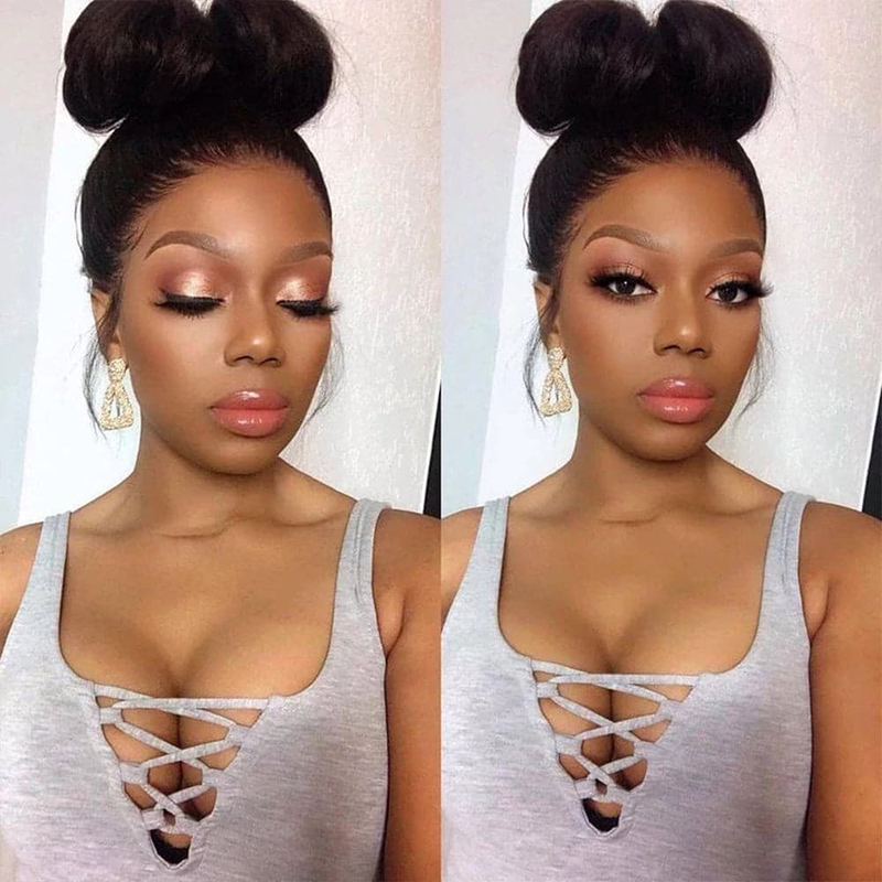 Kinky Straight 360 HD Lace Frontal Wig 100% Human Hair Natural Hairline