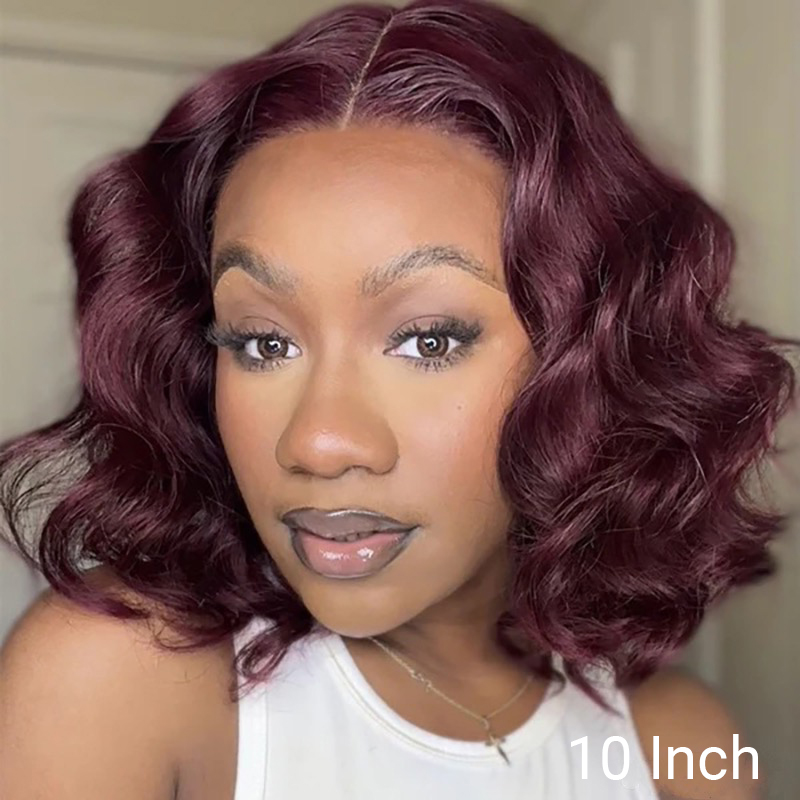 Transparent Glueless Loose Wave Minimalist Mid Part Short Wigs 100% Human Hair