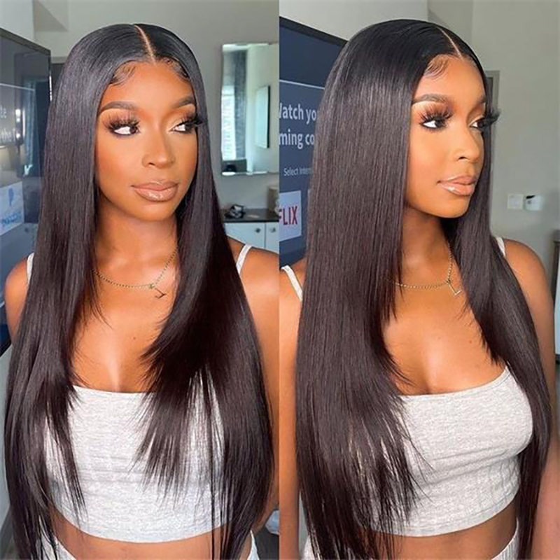 Trendy Layered Cut Straight Hair Glueless 5x5 Closure Lace Wig