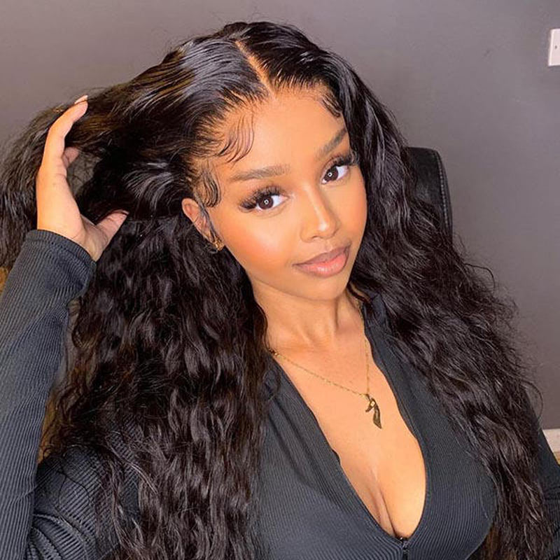 Virgin Human Hair Glueless Water Wave Full HD Lace Wig Pre-Plucked