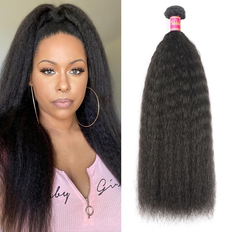 Virgin Human Hair Kinky Straight Hair Weave 1 Bundle 10-30 Inch