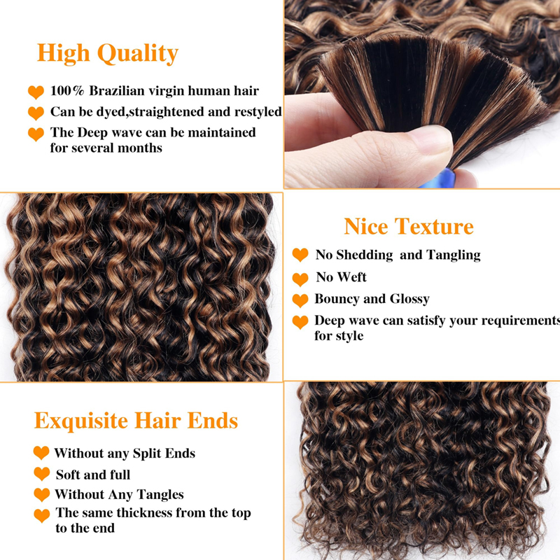Water Wave Bulk Human Hair Extension For Braiding #1B/30 100% Human Hair