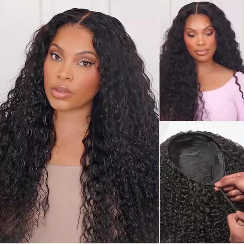 Water Wave 3 In 1 Half Wig Glueless Flexi-Fit Drawstring Wig
