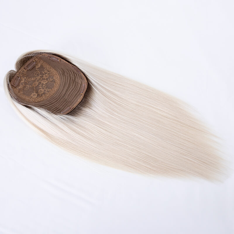 White Blonde Hair Topper Dark Roots for Advanced Thinning 8