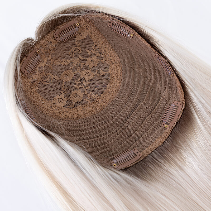 White Blonde Hair Topper Dark Roots for Advanced Thinning 8